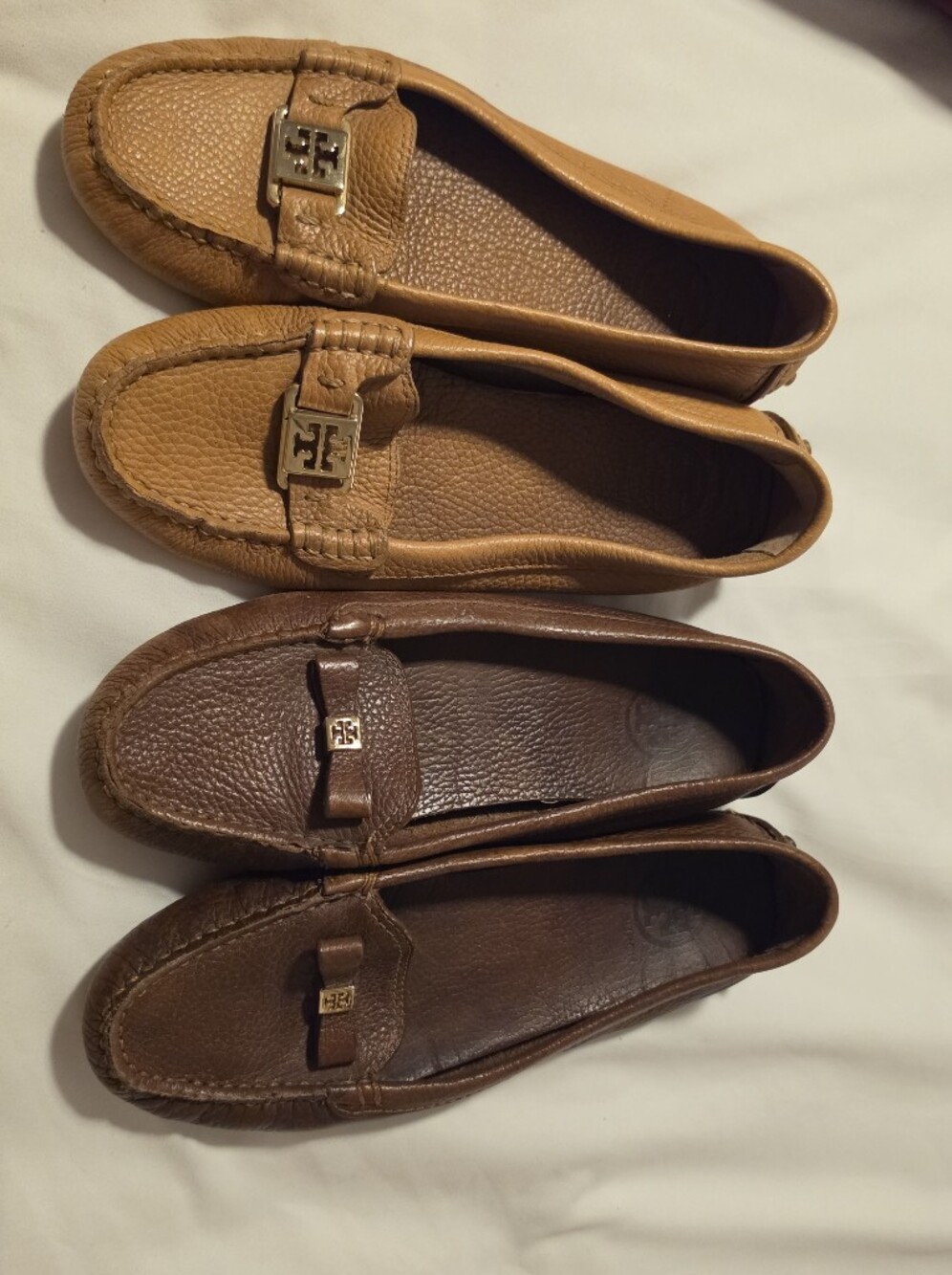 Tory Burch 2 Pair Women's Driver Loafers Leather Shoes Size 7.5 Brown